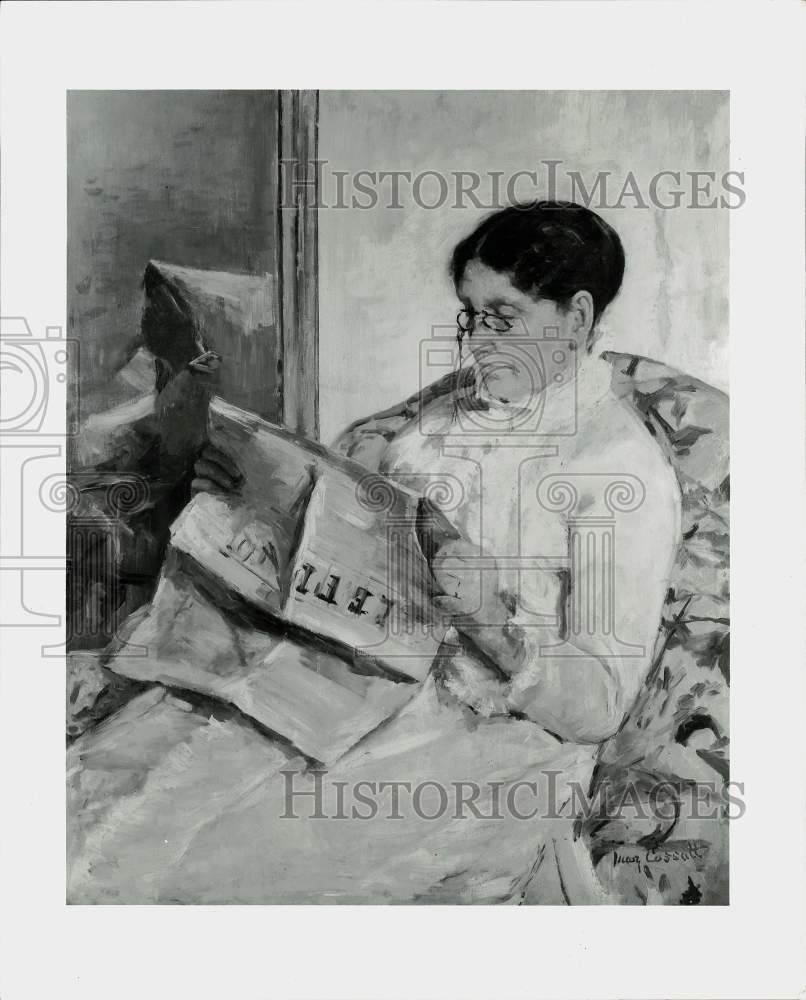 1878 Press Photo "Reading Le Figaro" Oil Painting by Artist Mary Cassatt