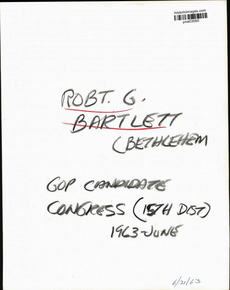 1963 Press Photo Robert G. Bartlett, Republican Candidate for Congress