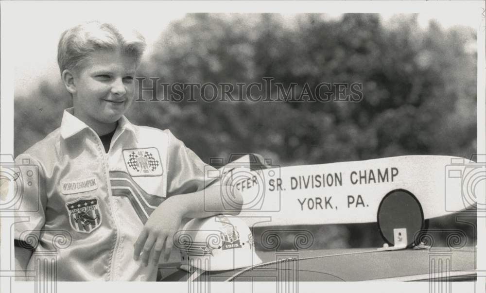 Press Photo Soap Box Derby Champion Matt Sheffer of York, Pennsylvania