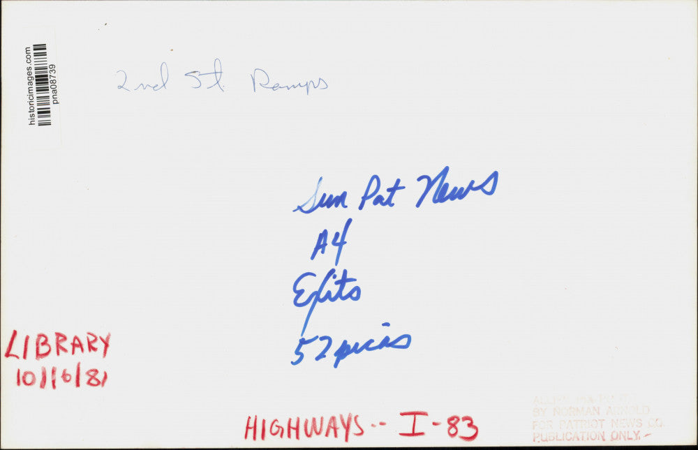 1981 Press Photo Cars Driving on Interstate 83 Under 2nd Street Ramps