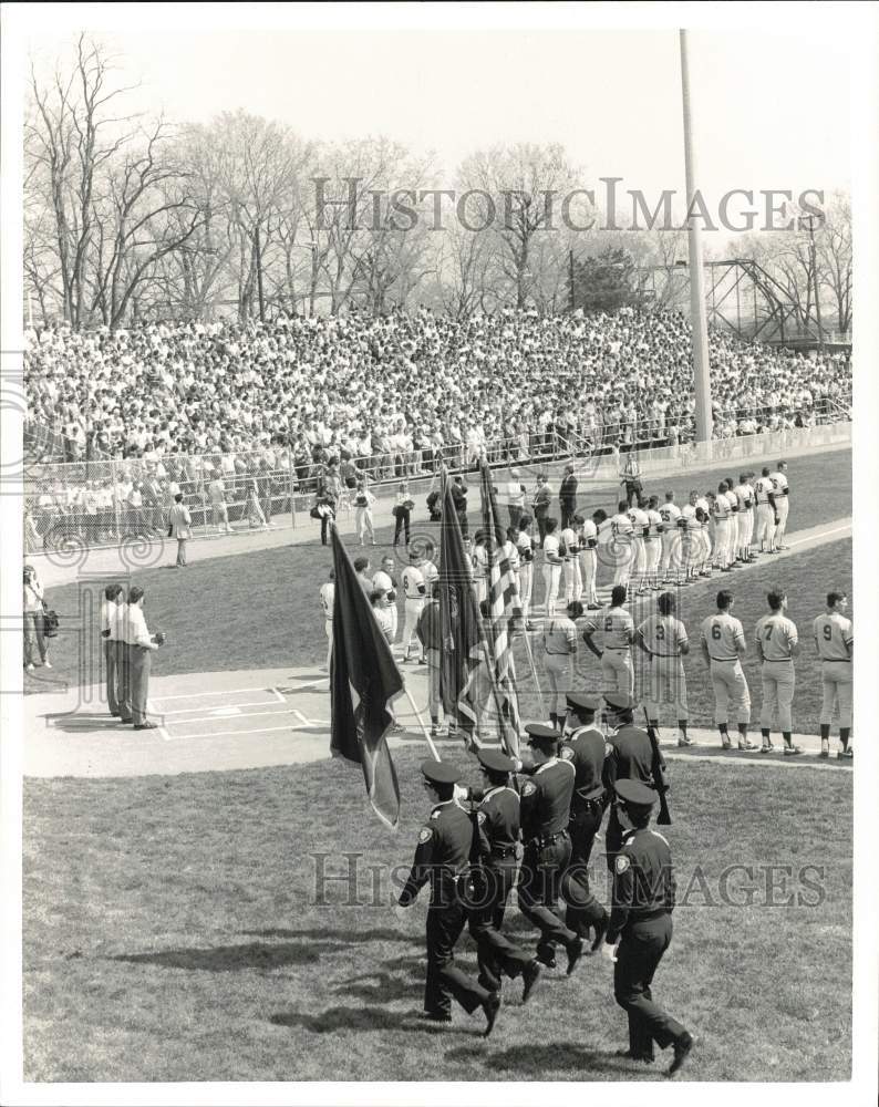 1987 Press Photo Opening Ceremony at River Side Baseball Stadium in Harrisburg- Historic Images