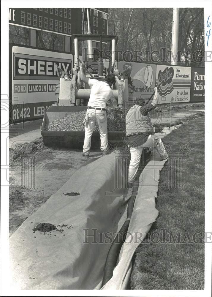 1987 Press Photo Michael Paticher and Bill Ferrill at Riverside Baseball Stadium- Historic Images