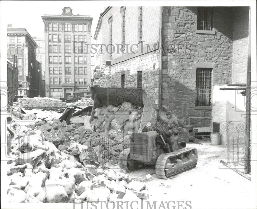 1957 Press Photo Construction Truck at Dauphin County Prison Demolition- Historic Images