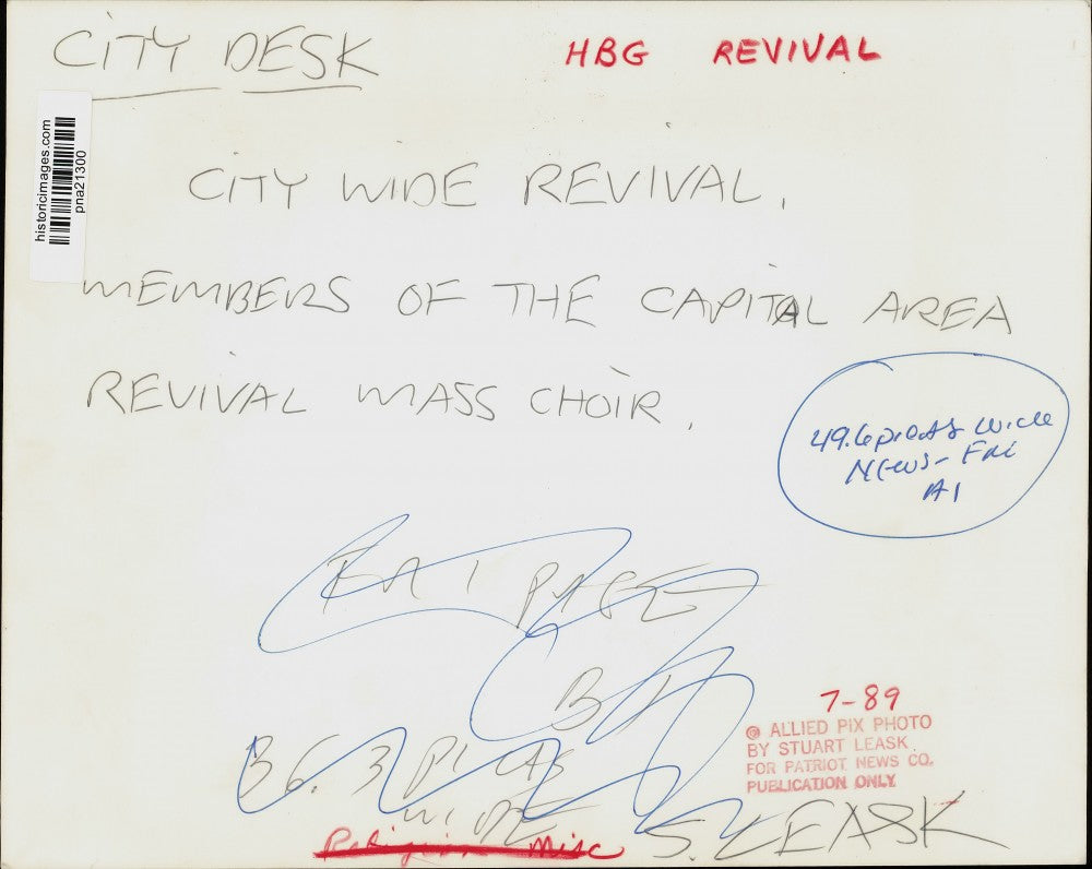 1989 Press Photo Capitol Area Revival Mass Choir Singing in Harrisburg