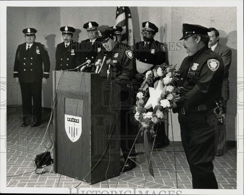 1988 Press Photo Harrisburg Police Memorial Ceremony at Government Center