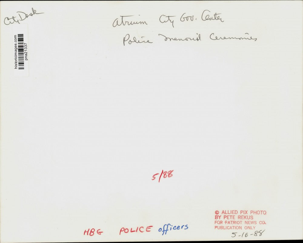 1988 Press Photo Harrisburg Police Memorial Ceremony at Government Center