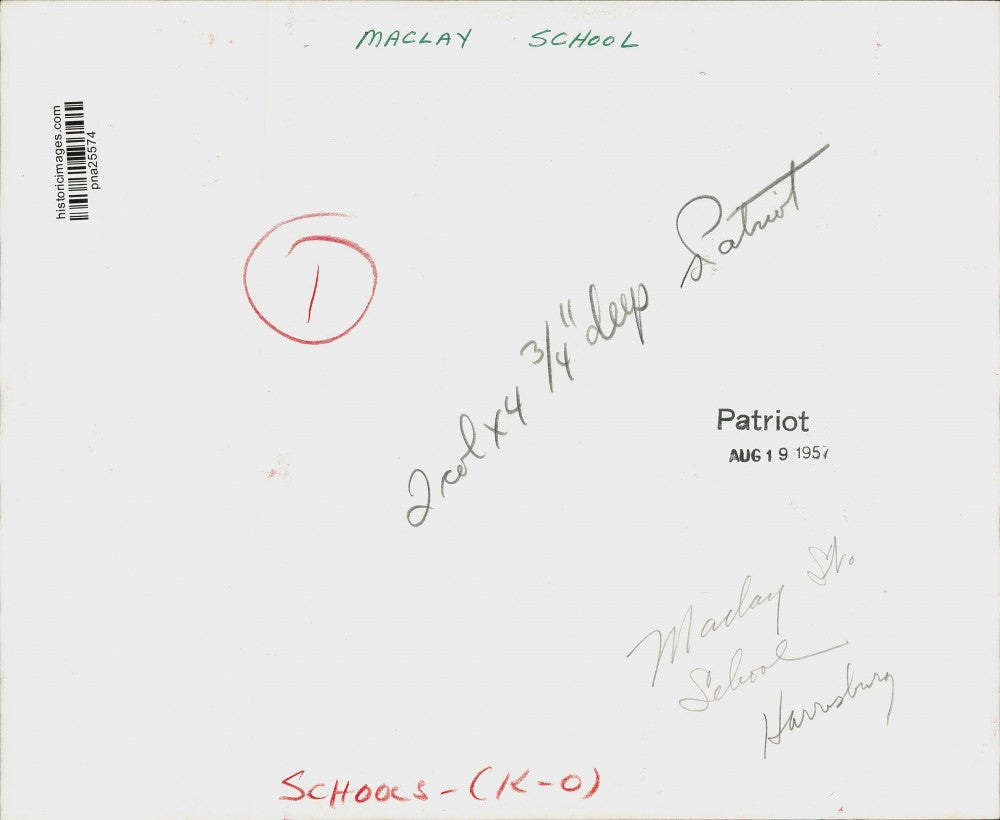 1957 Press Photo Exterior of Maclay Street School Building in Harrisburg