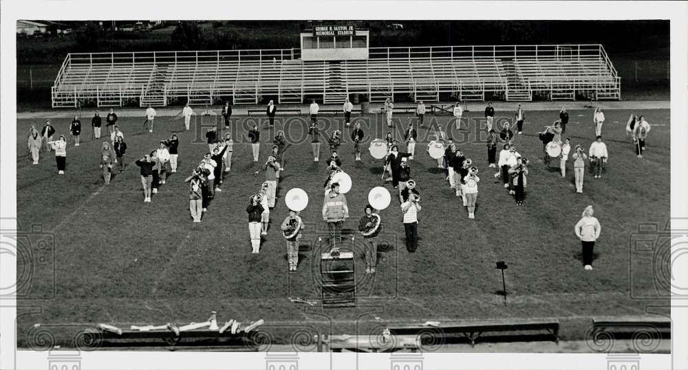 1989 Press Photo Marching Band Practicing on George R. Saxton Jr. Memorial Field- Historic Images