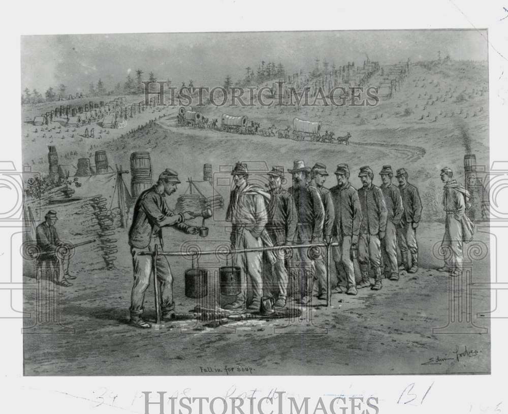 Press Photo Drawing of Walt Whitman with Civil War Troops by Edwin Forbes- Historic Images