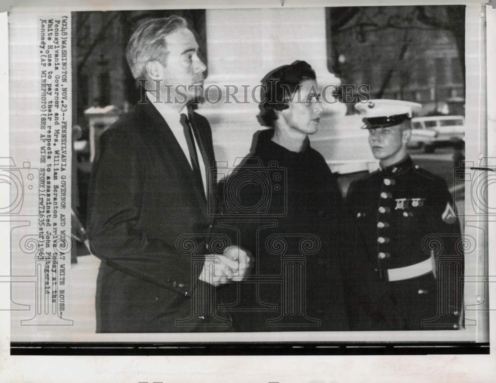 1963 Press Photo Pennsylvania Governor William Scranton and Wife at Funeral- Historic Images