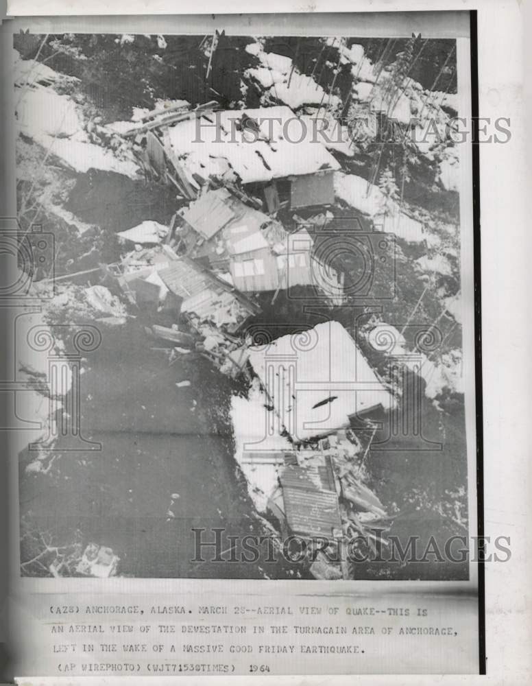 1964 Press Photo Aerial View of Turnagain Area Earthquake in Anchorage, Alaska- Historic Images