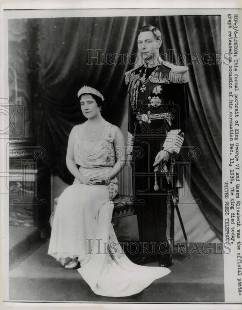 1936 Press Photo King George VI and Queen Elizabeth at Coronation in London- Historic Images