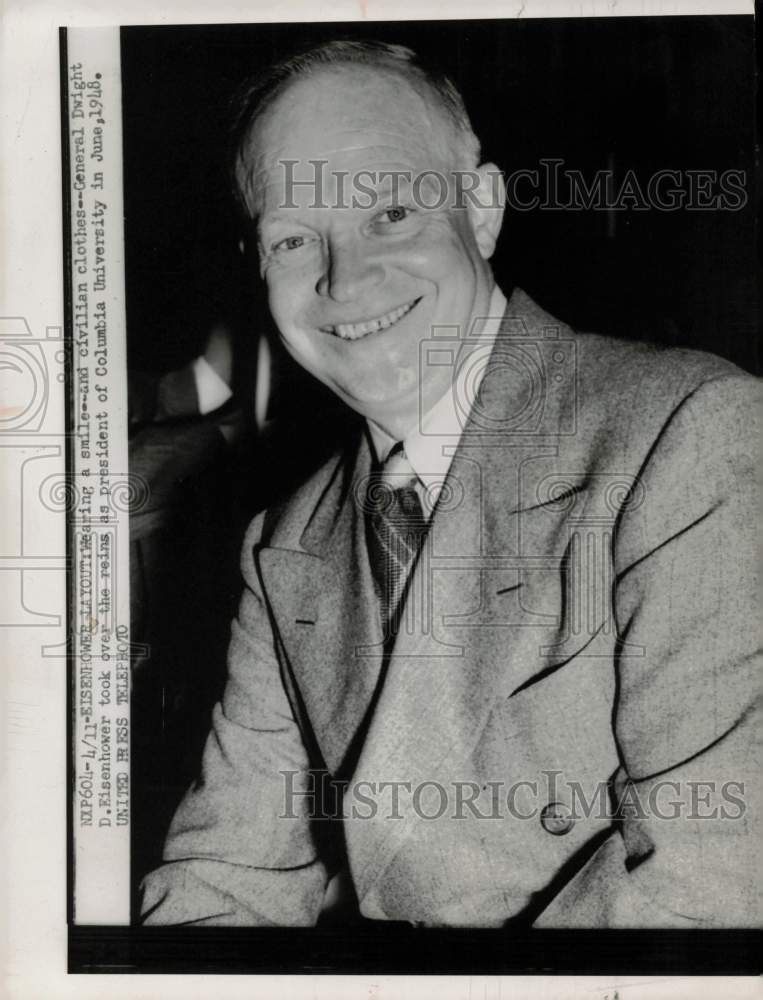 1948 Press Photo General Dwight D. Eisenhower, President of Columbia University- Historic Images