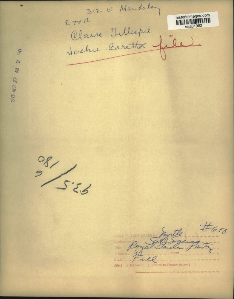 1973 Press Photo Claire Gillespie, Jackie Beretta at Royal Garden Party, Texas