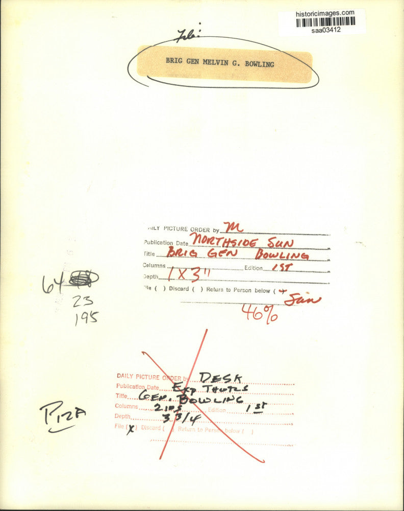 Press Photo Brigadier General Melvin C. Bowling - saa03412