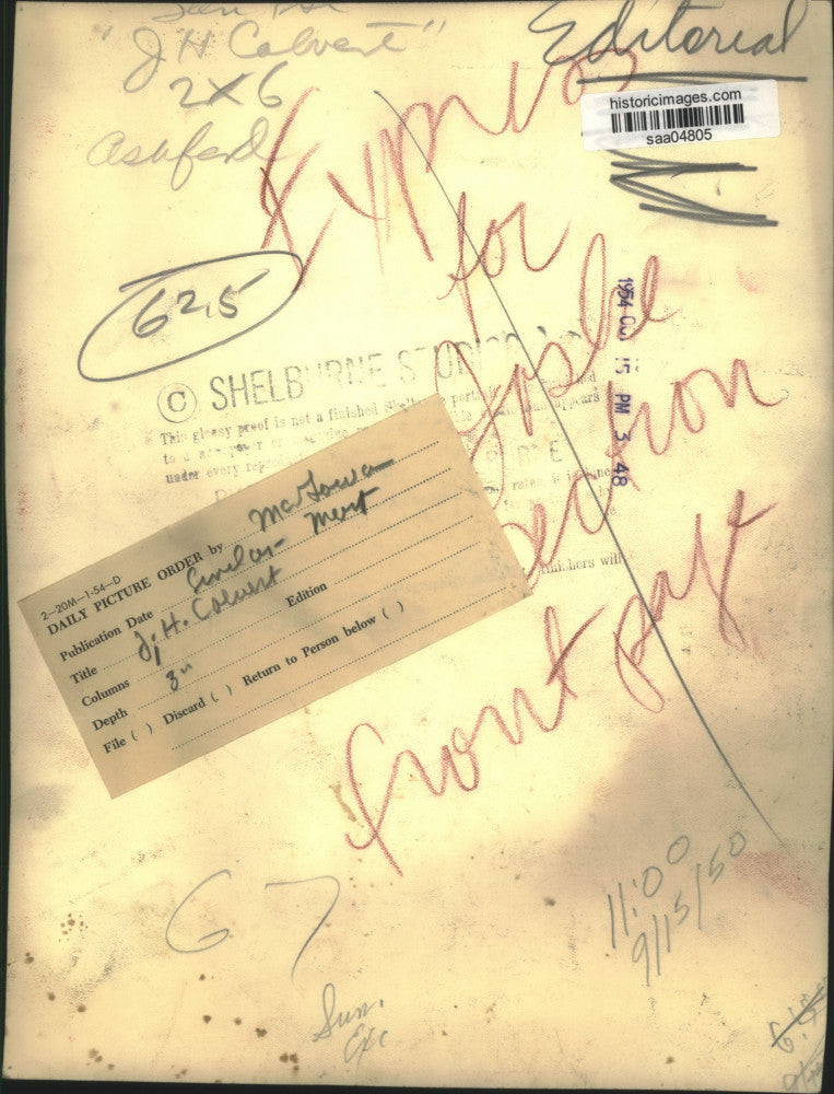 1950 Press Photo J. H. Calvert Mugshot - saa04805