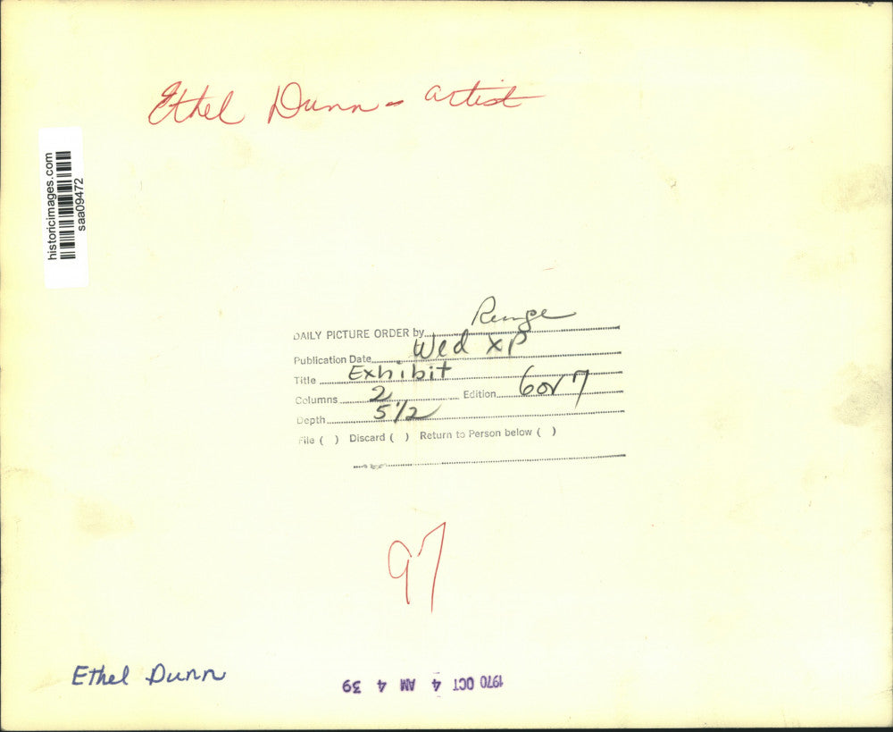 1970 Press Photo Ethel Dunn, Artist - saa09472