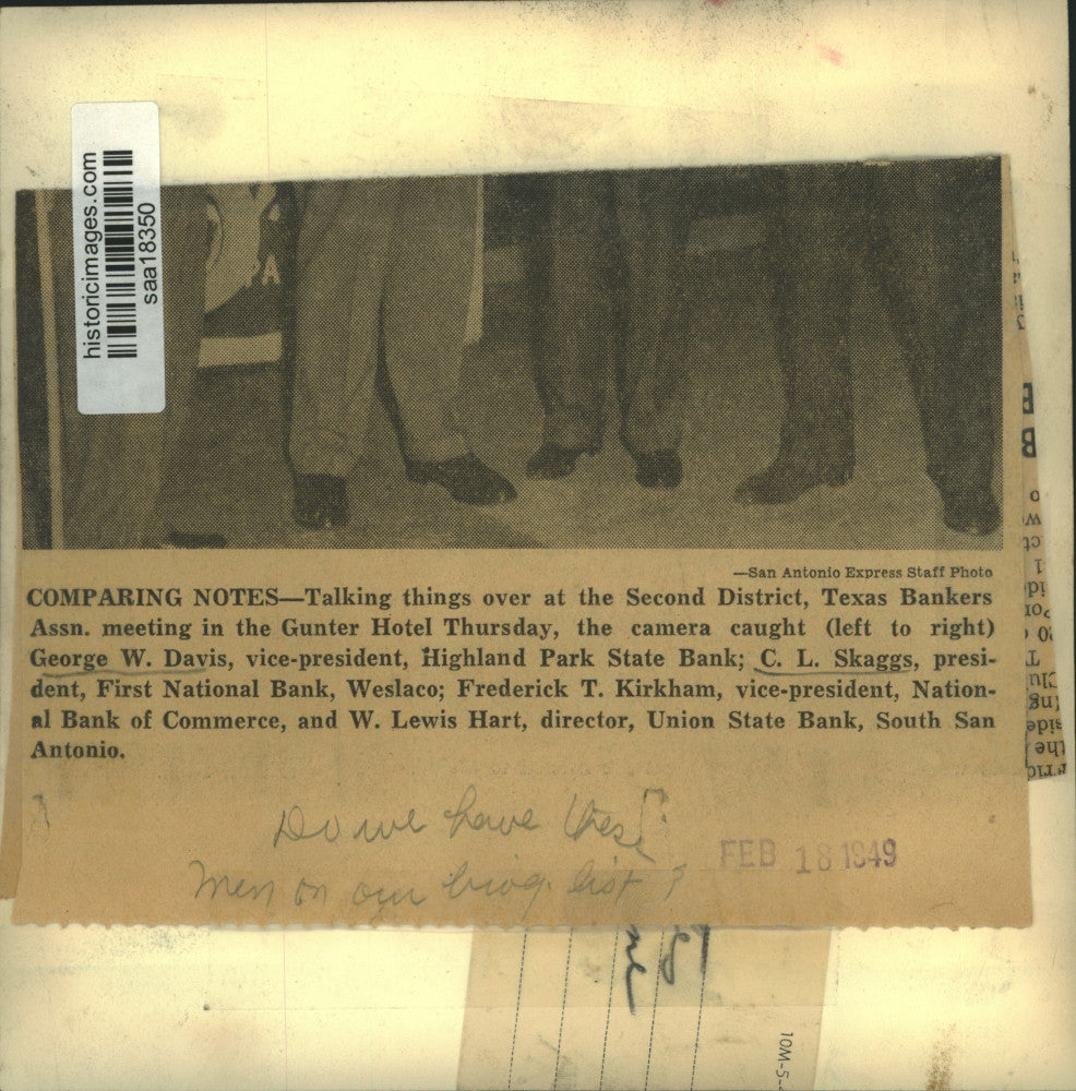 1949 Press Photo Bankers at Texas Bankers Association Meeting at Gunter Hotel