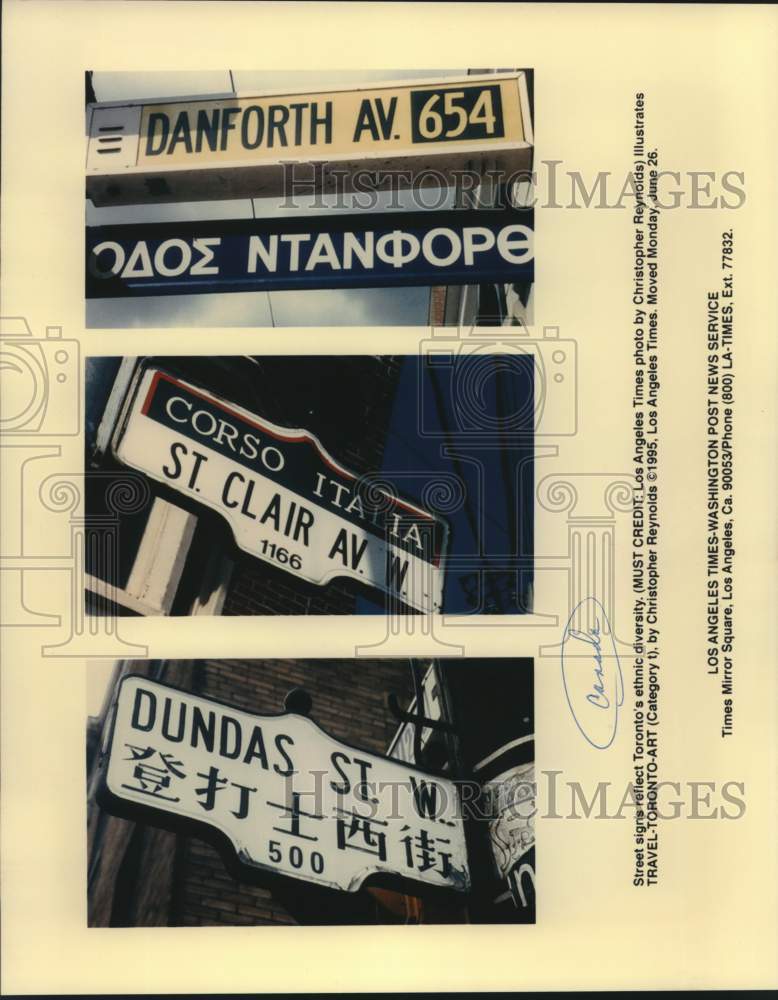 1995 Press Photo International Street Signs in Toronto Canada - saa18889- Historic Images