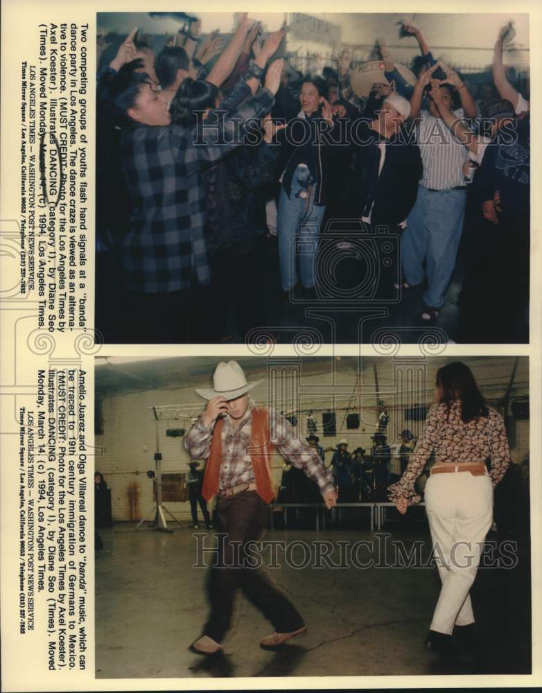 1994 Press Photo "Banda" Dance Parties and Dancers in Los Angeles California- Historic Images