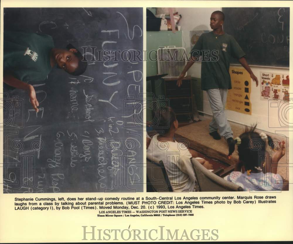 1993 Press Photo South-Central Los Angeles Community Center Stand Up Comedians- Historic Images