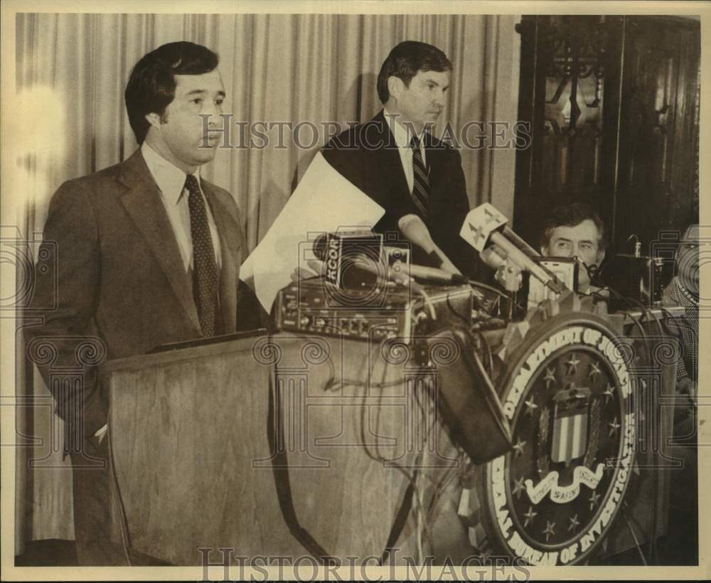 1982 Press Photo Ed Prado, John C. Lawn and Bill Jonas on KCOR radio, Texas- Historic Images