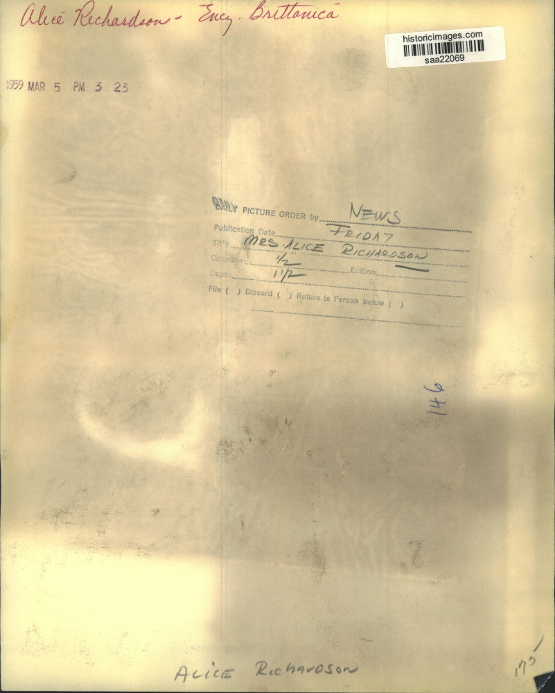 1959 Press Photo Alice Richardson, Encyclopedia Brittanica - saa22069