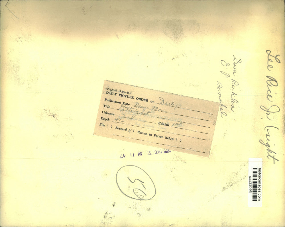 1955 Press Photo Lee Rice Jr., with Sam Rocklin and O. P. Renabel - saa22096