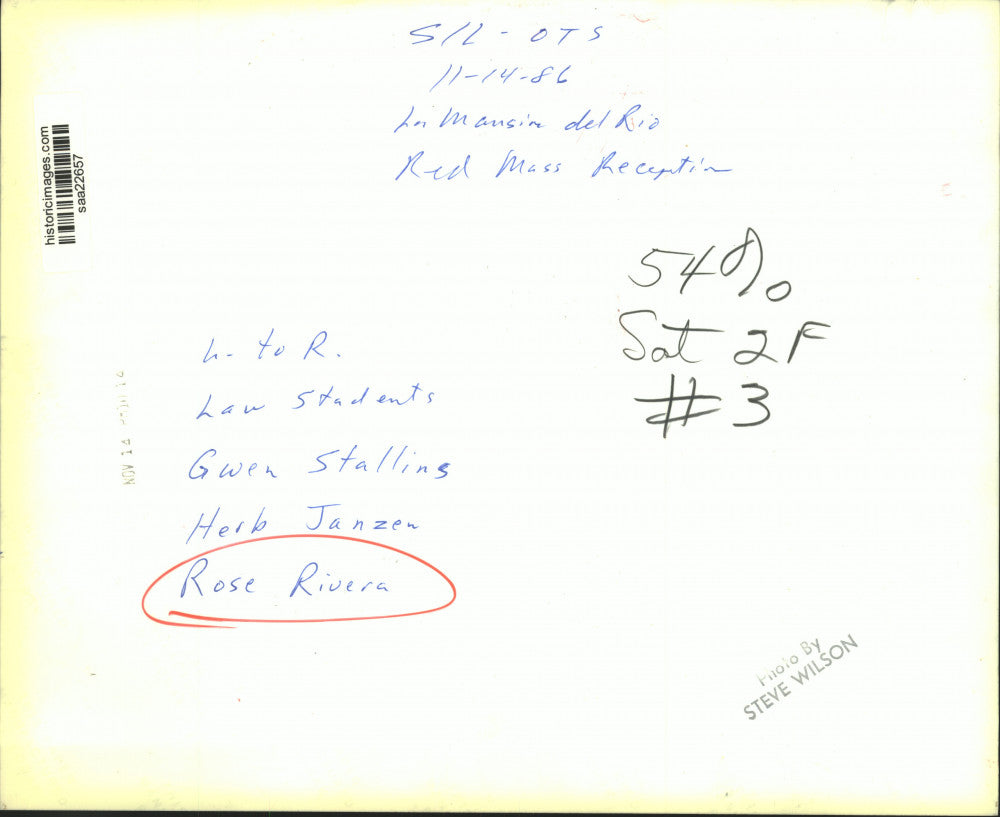 1986 Press Photo Red Mass Reception at La Mansion del Rio, Texas - saa22657