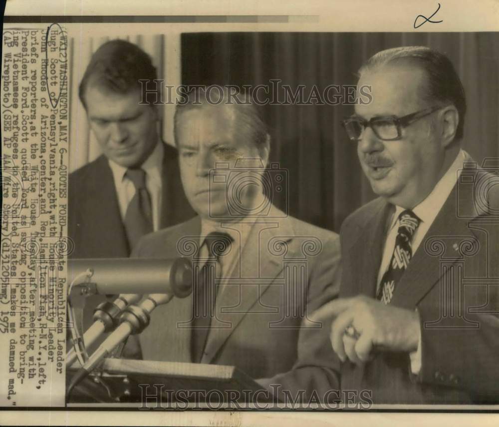 1975 Press Photo Hugh Scott with John Rhodes and Hamilton Fish, Washington