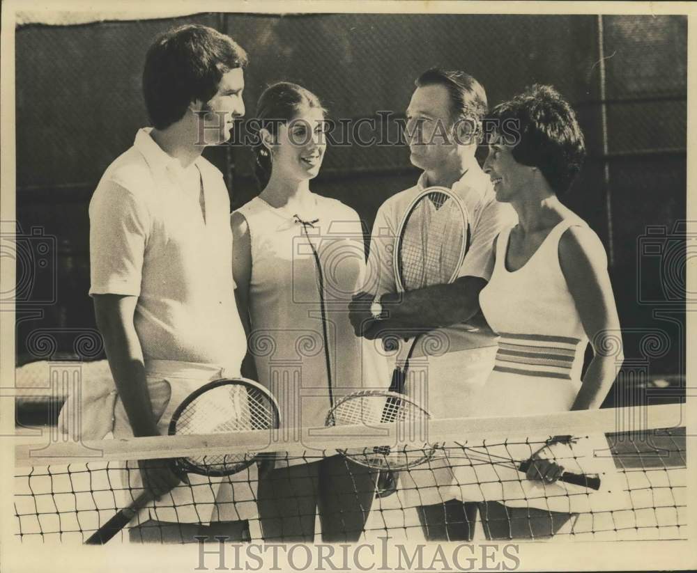 Press Photo Ziegler&#39;s with son Thad W. and daughter-in-law Lynn playing tennis- Historic Images