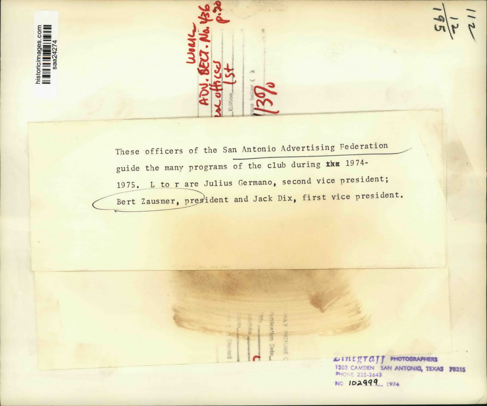 1974 Press Photo San Antonio Advertising Federation officers, Texas - saa24274