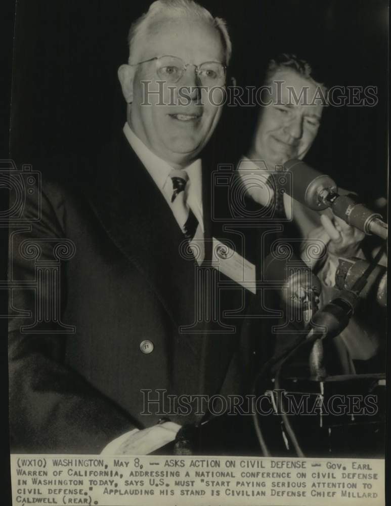 1951 Press Photo Governor Earl Warren speaks to National Conference, Washington