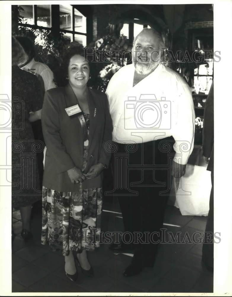 1993 Press Photo Mary Rosales and David Cortez at pre-fiesta reception, Texas- Historic Images