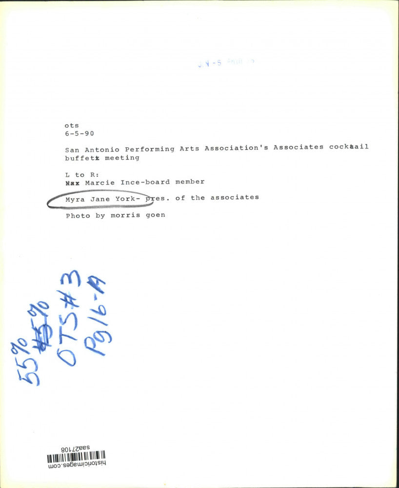 1990 Press Photo Performing Arts Association cocktail buffet meeting, Texas