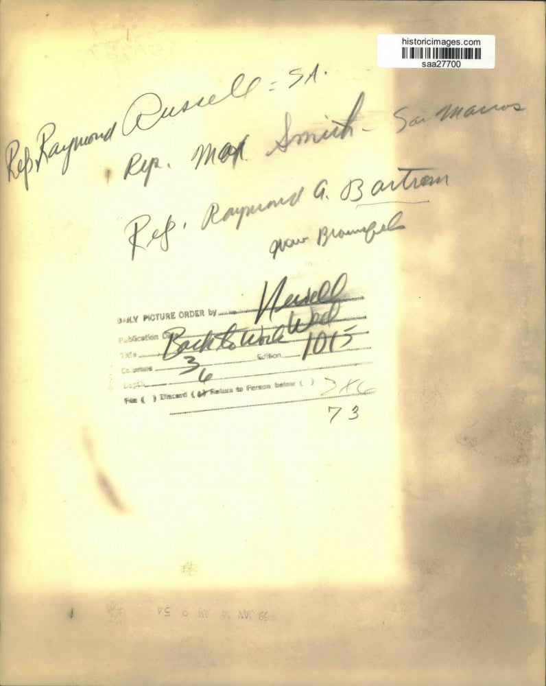 1959 Press Photo Reps. Raymond Russell, Max Smith, Raymond A. Bartrem, Texas