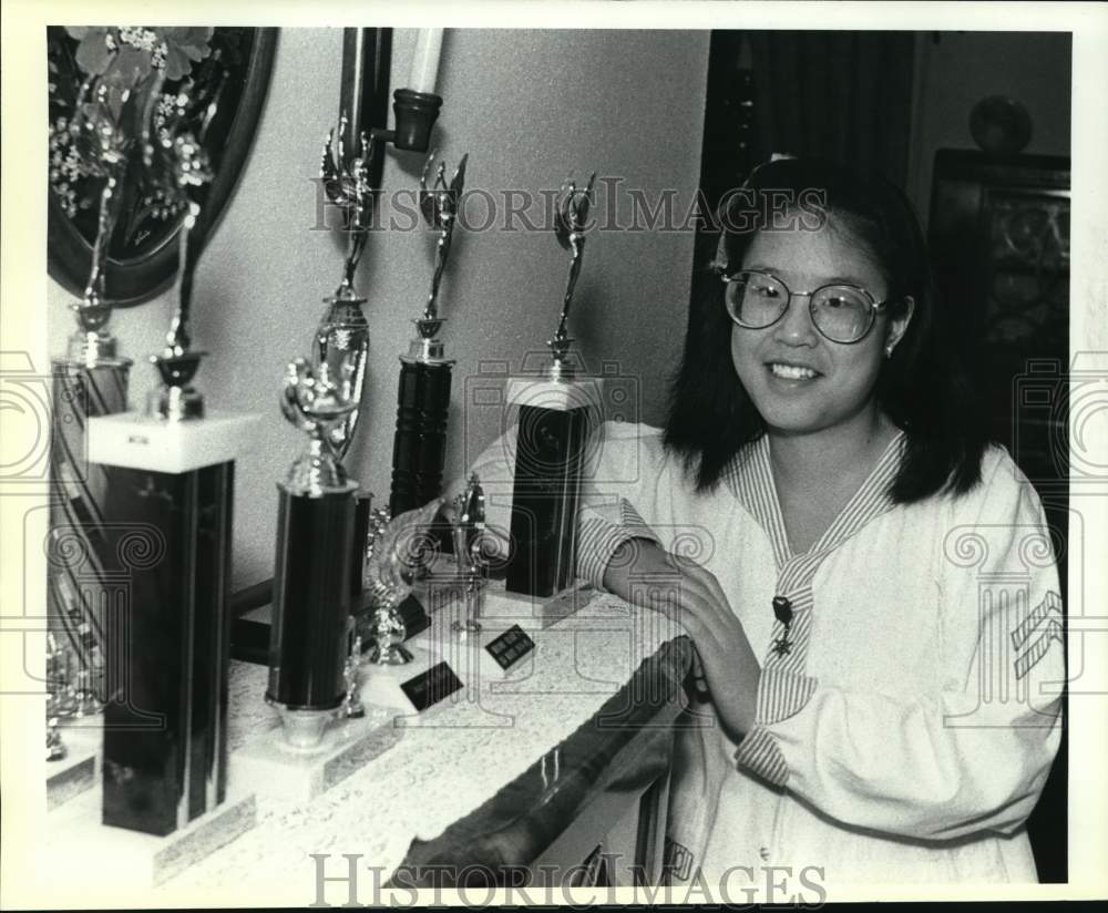 1990 Press Photo Ann Rakpraja, winner of Express-News spelling bee, Texsas- Historic Images