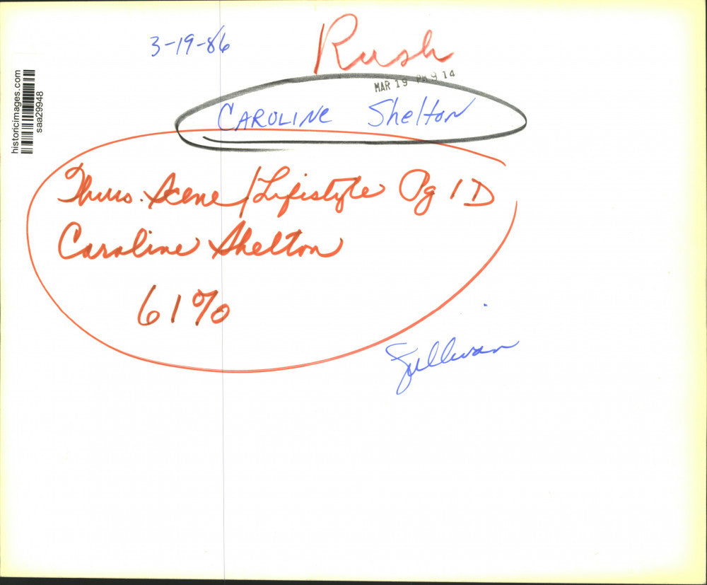 1986 Press Photo Caroline Shelton with Night in Old San Antonio poster, Texas