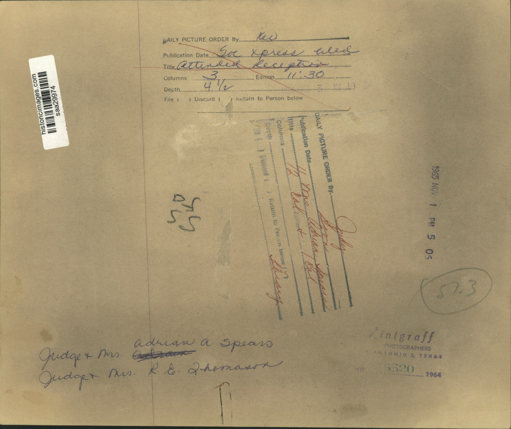 1965 Press Photo Judges Spears and Thomason with their wives at reception, Texas