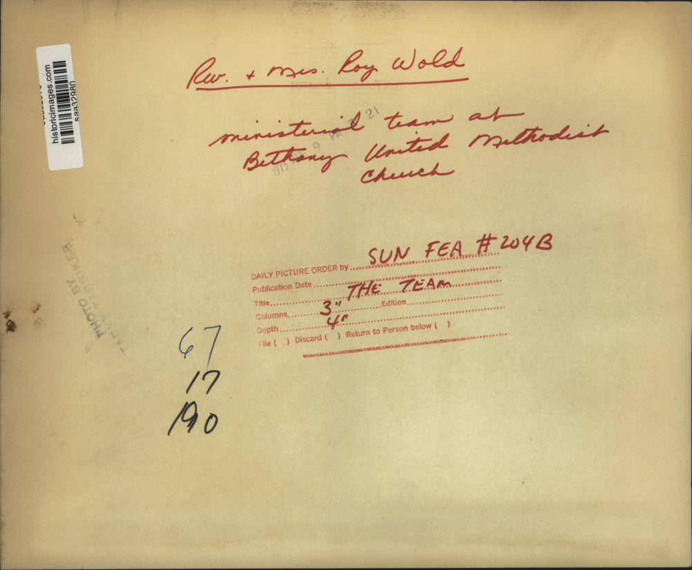 1973 Press Photo Reverend & Mrs Roy Wold, Bethany United Methodist Church, Texas