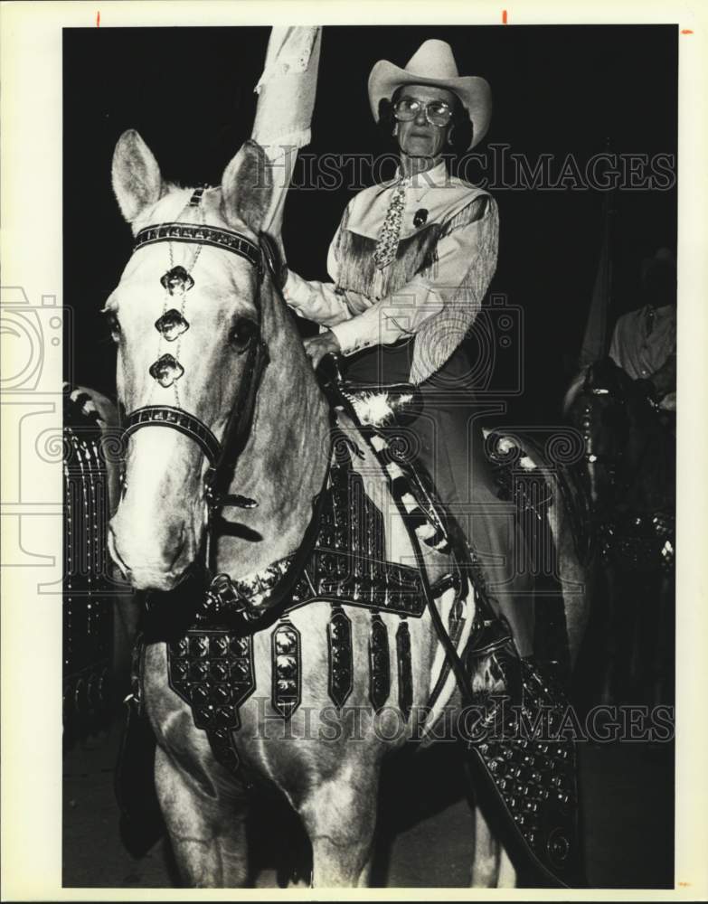 1985 Press Photo Livestock Exposition President Mary Nan West on Jigger, Texas- Historic Images