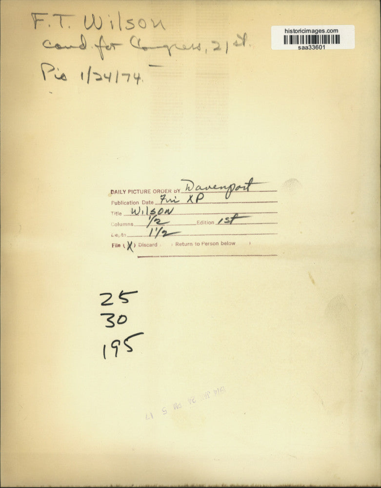 1974 Press Photo F.T. Wilson, candidate for Congress. - saa33601