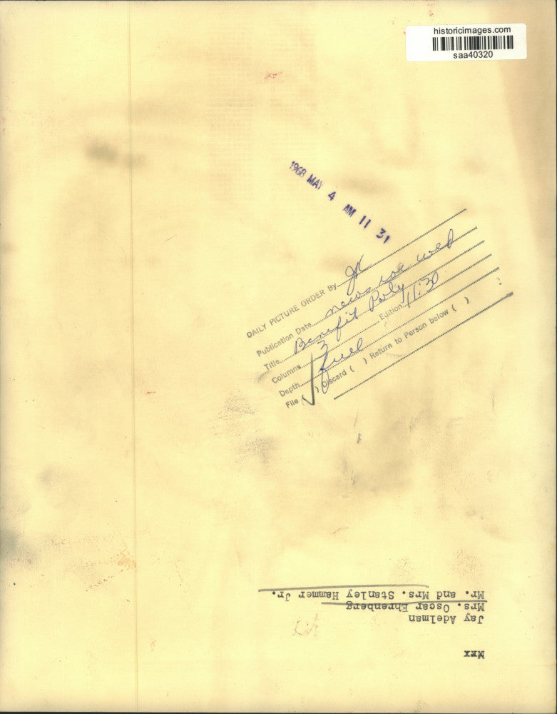 1968 Press Photo Mr. and Mrs. Stanley Hammer with guest of benefit party