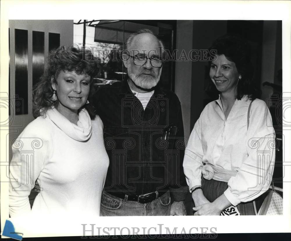 1987 Press Photo Dee Dee Boehm, Paul Hudgins &amp; Rose Harms, San Antonio artists- Historic Images