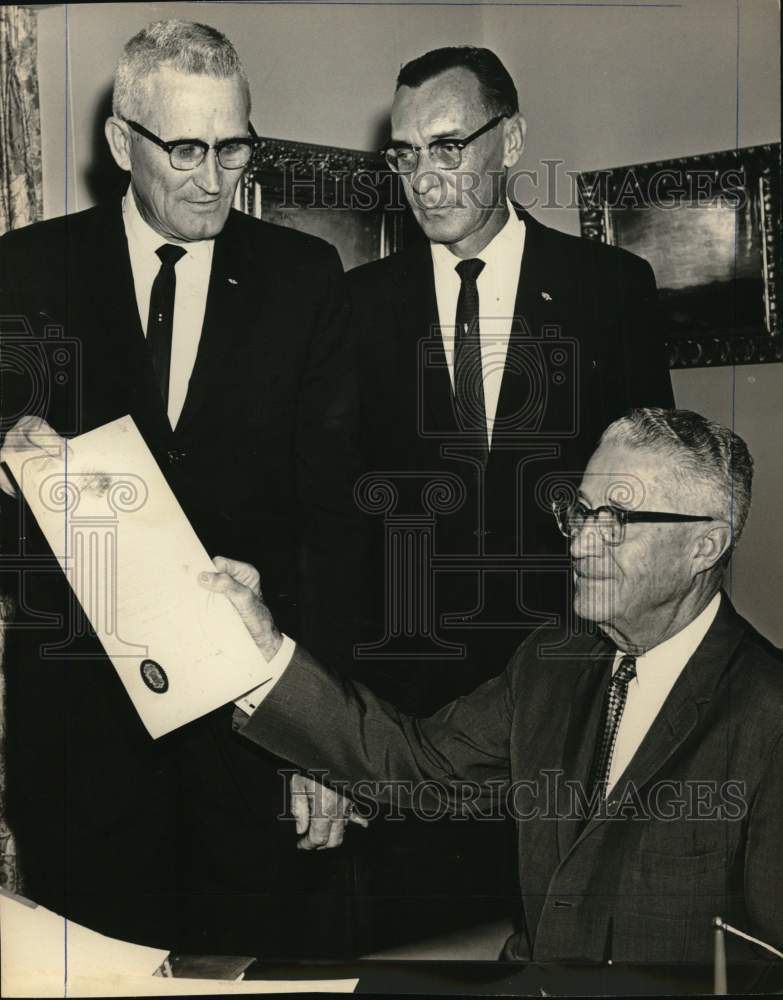 1964 Press Photo Three Businessmen In Office - saa52236