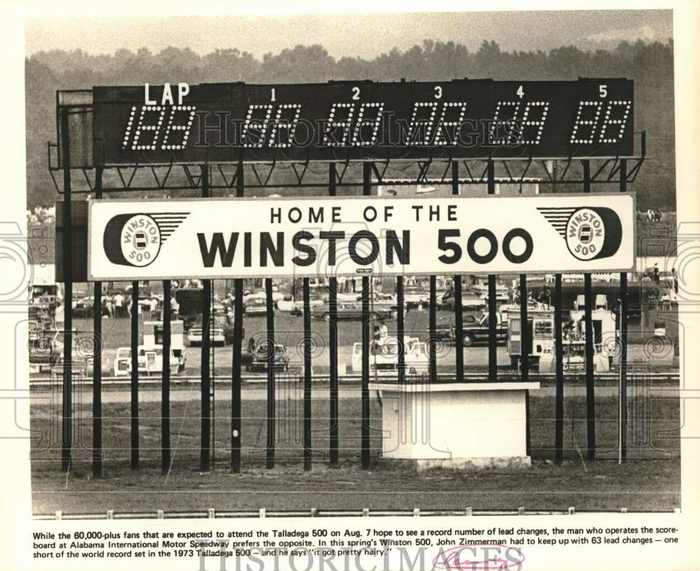 Press Photo Scoreboard at Alabama International Motor Speedway, Alabama- Historic Images