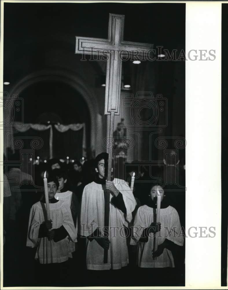 1986 Press Photo Mass of the Lord procession at San Fernando Cathedral- Historic Images