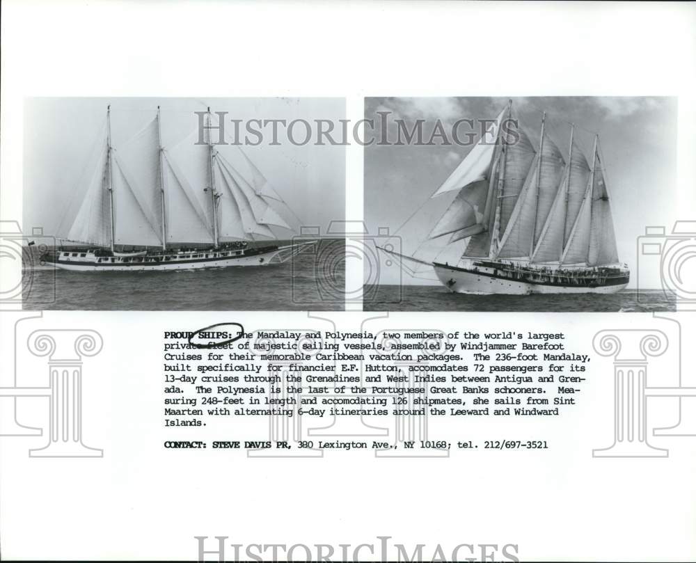 Press Photo The Mandalay & Polynesia sail boats at sea in the Caribbean