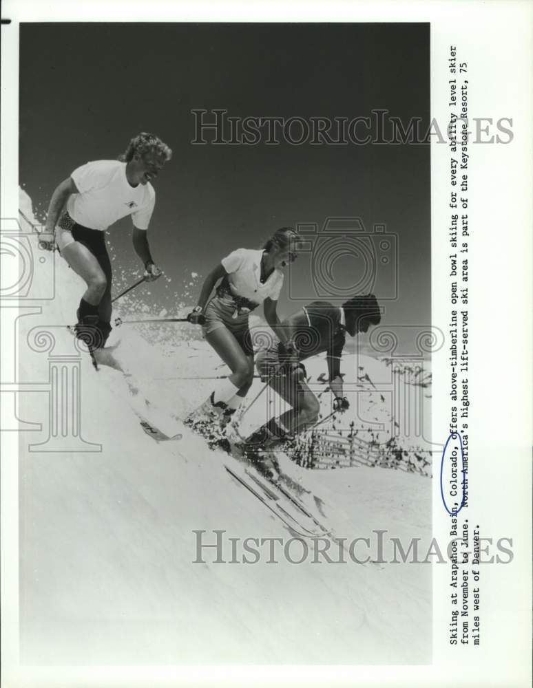 Press Photo Skiers skiing at Arapahoe Basin, Colorado - saa62360- Historic Images