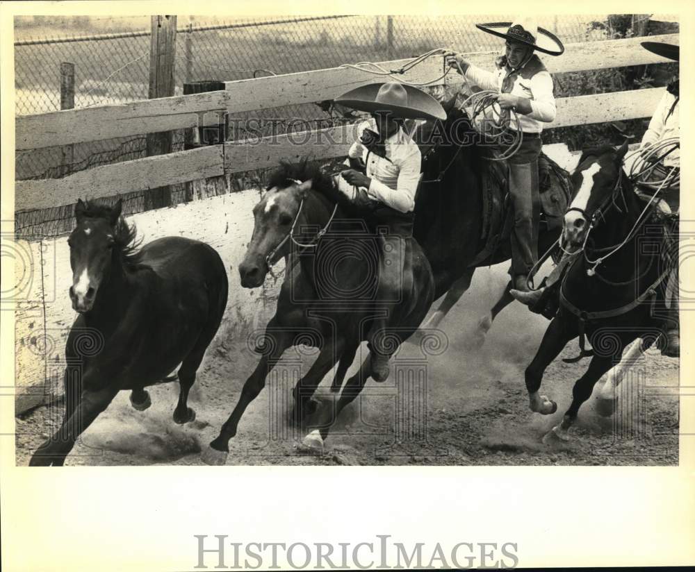 1982 Press Photo Bobby Gonzalez riding in &#39;Paso de LaMuerta,&#39; Texas - saa63341- Historic Images